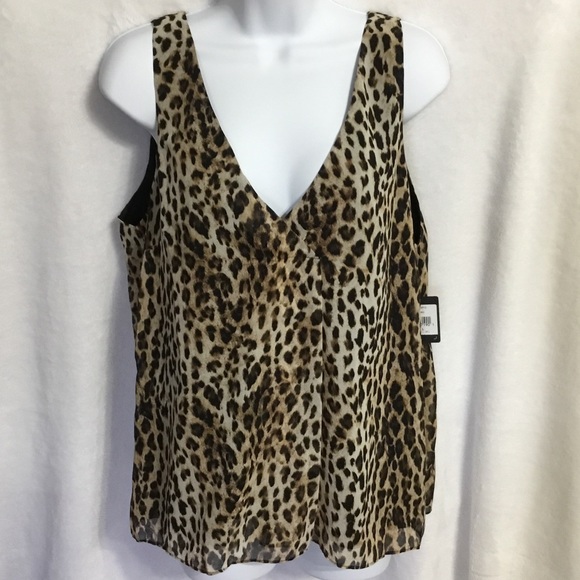 Rachel Roy CHIC Leopard Print V-neck Tank … - Picture 2 of 8